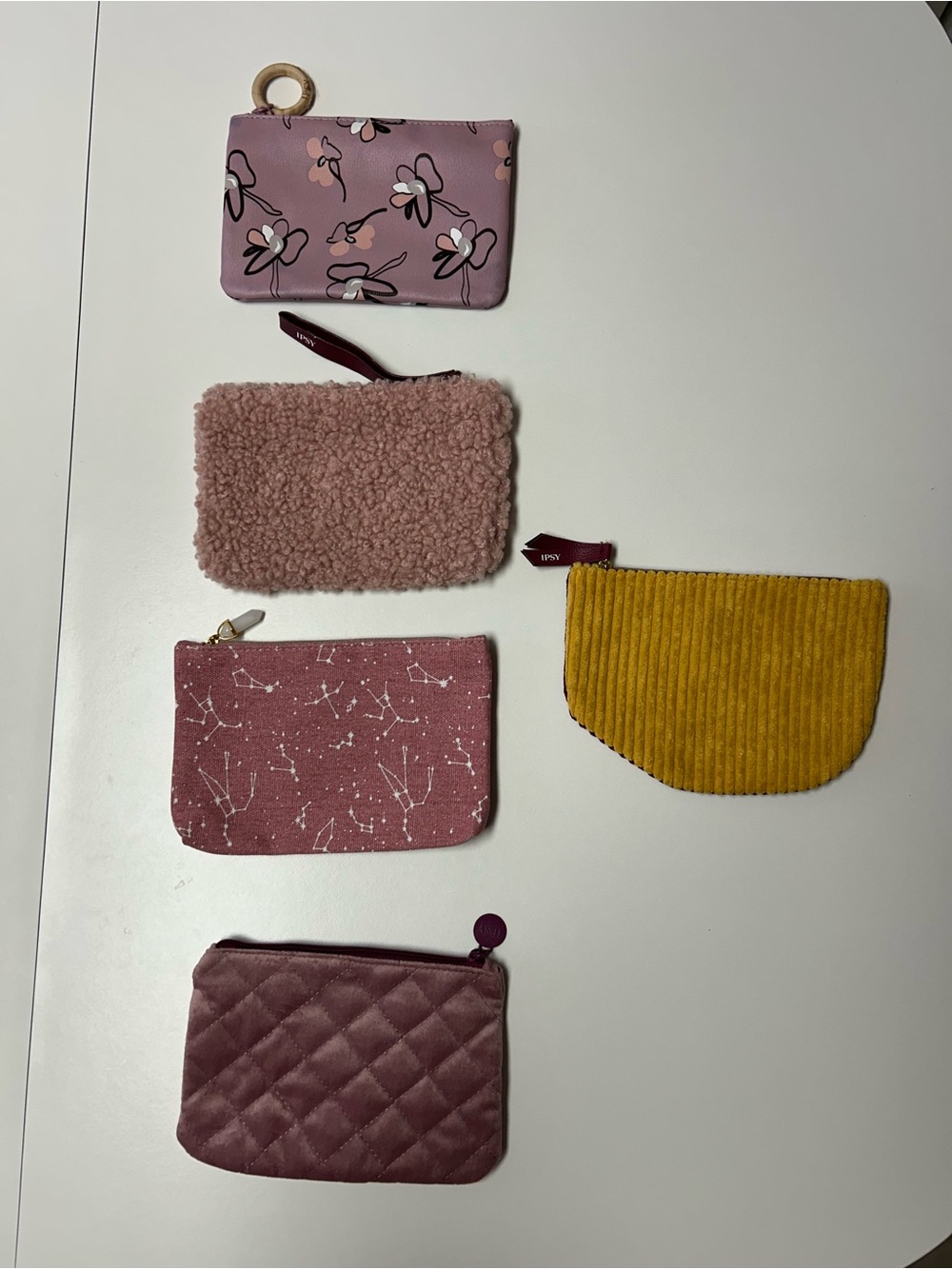 IPSY pouches - Pinks, Mauve & Mustard & Burgandy